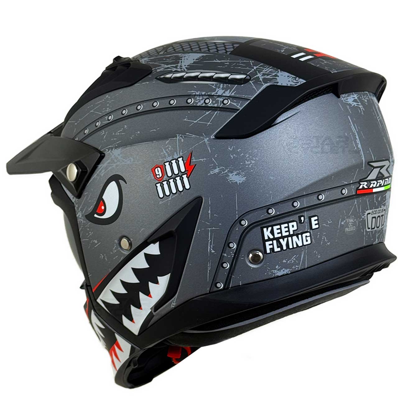 کیفیت کلاه کاسکت فک جدا RAPIDO مدل 890 MATT-BLUE-RED-GREY 8#A