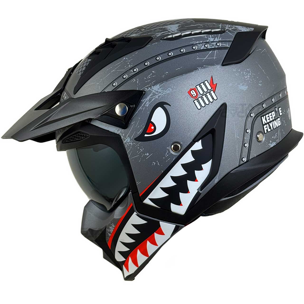 بررسی کلاه کاسکت فک جدا RAPIDO مدل 890 MATT-BLUE-RED-GREY 8#A