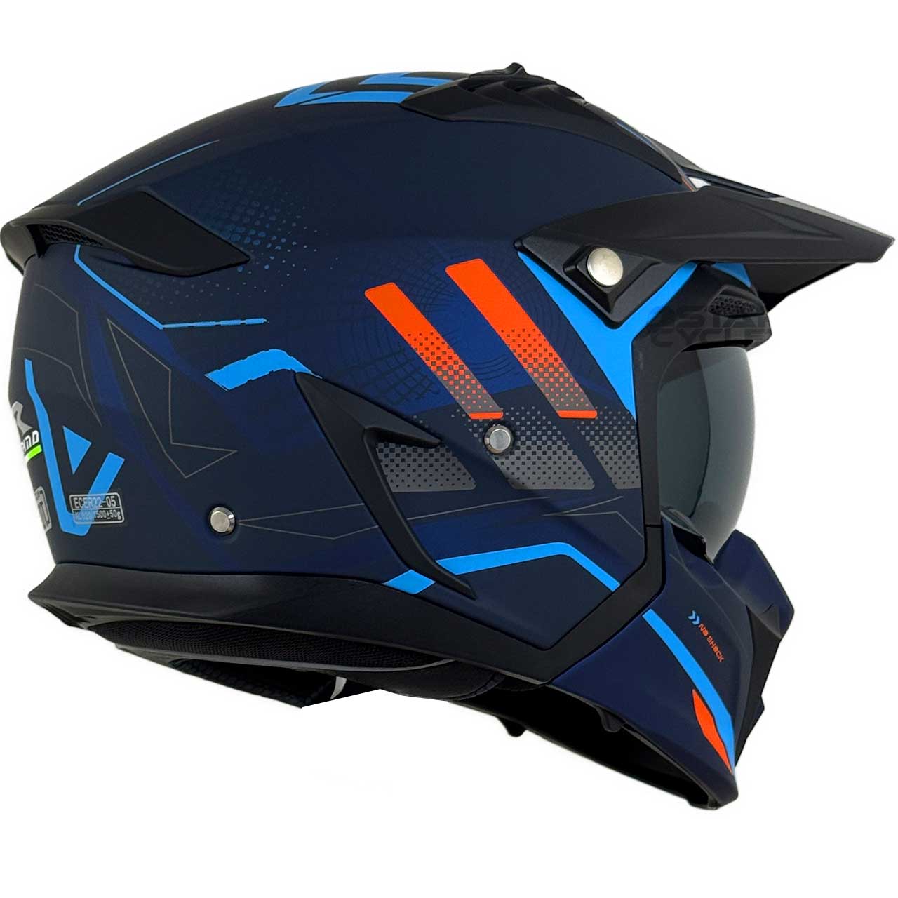 کیفیت کلاه کاسکت فک جدا RAPIDO مدل 890 MATT-BLUE 6#J