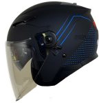 بررسی کلاه کاسکت بدون فک REDLINE مدل MATT-BLACK/BLUE-Graphics 956-9