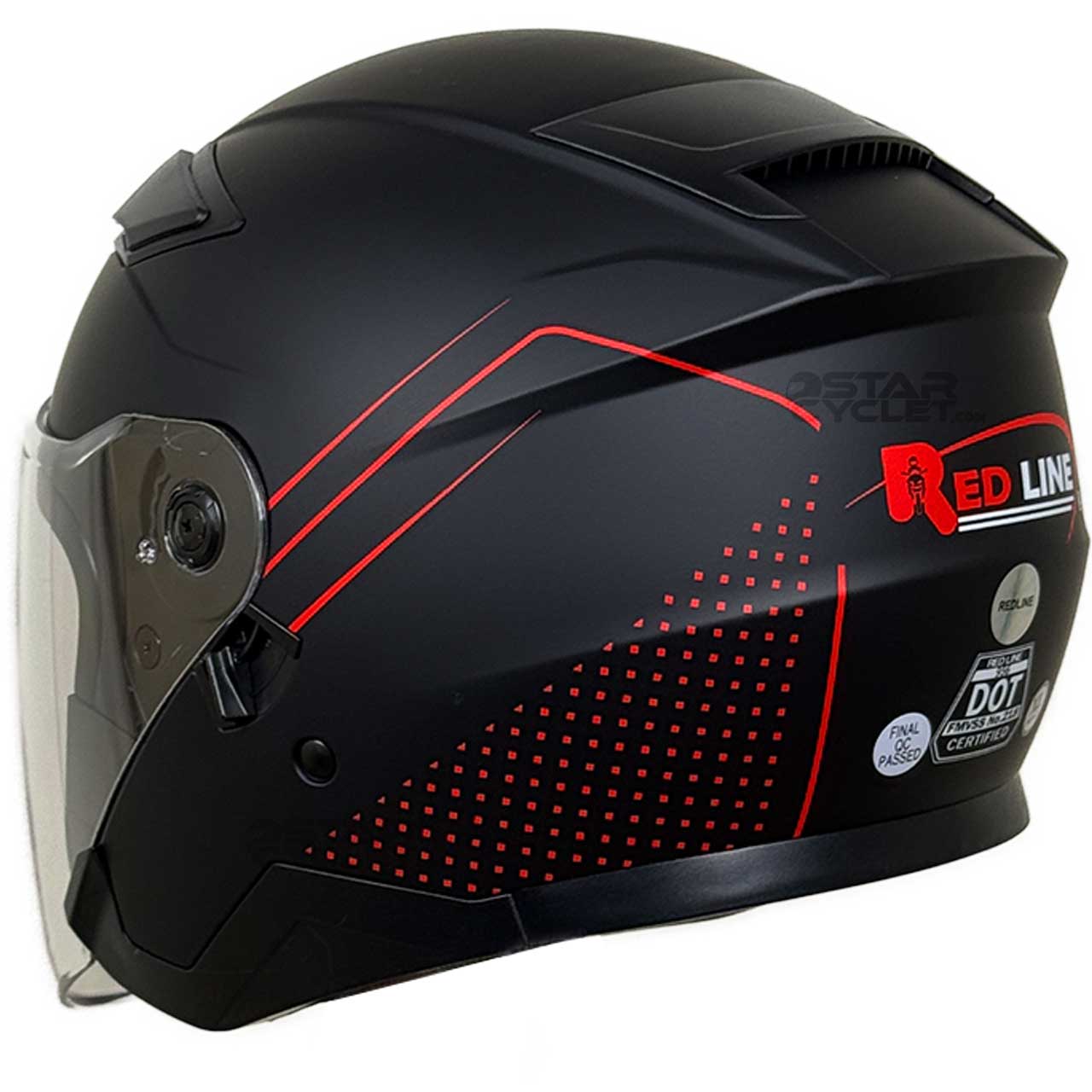 عکس کلاه کاسکت بدون فک REDLINE مدل MATT-BLACK-RED-Graphics 956-8