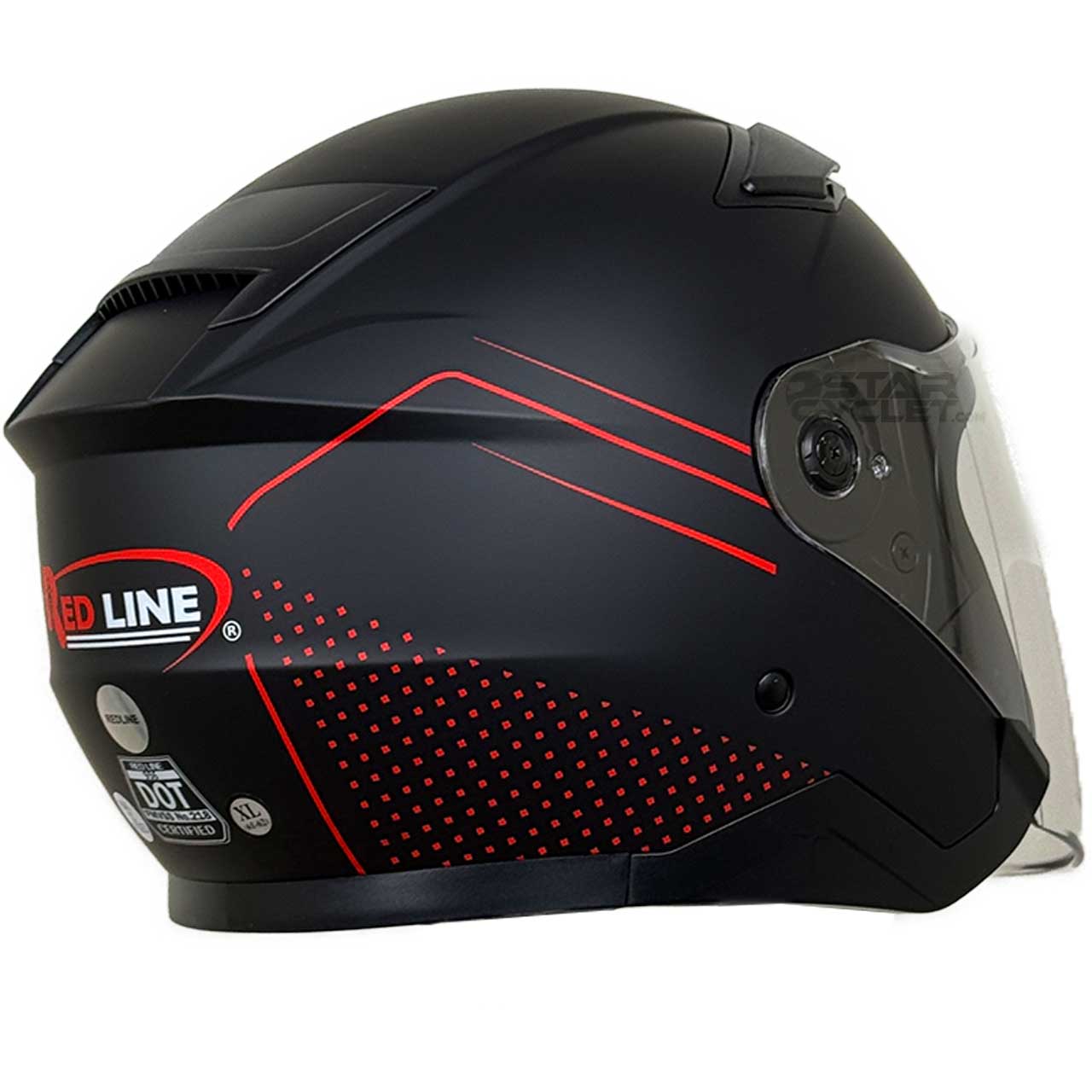 وزن کلاه کاسکت بدون فک REDLINE مدل MATT-BLACK-RED-Graphics 956-8