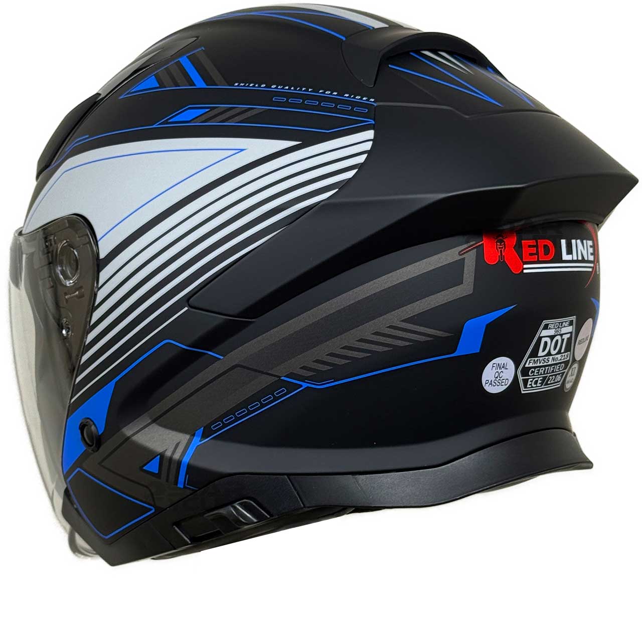 وزن کلاه کاسکت بدون فک REDLINE مدل MATT-BLACK-Blue-prelude 965-5