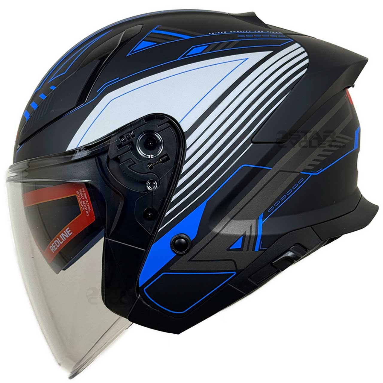 بررسی کلاه کاسکت بدون فک REDLINE مدل MATT-BLACK-Blue-prelude 965-5