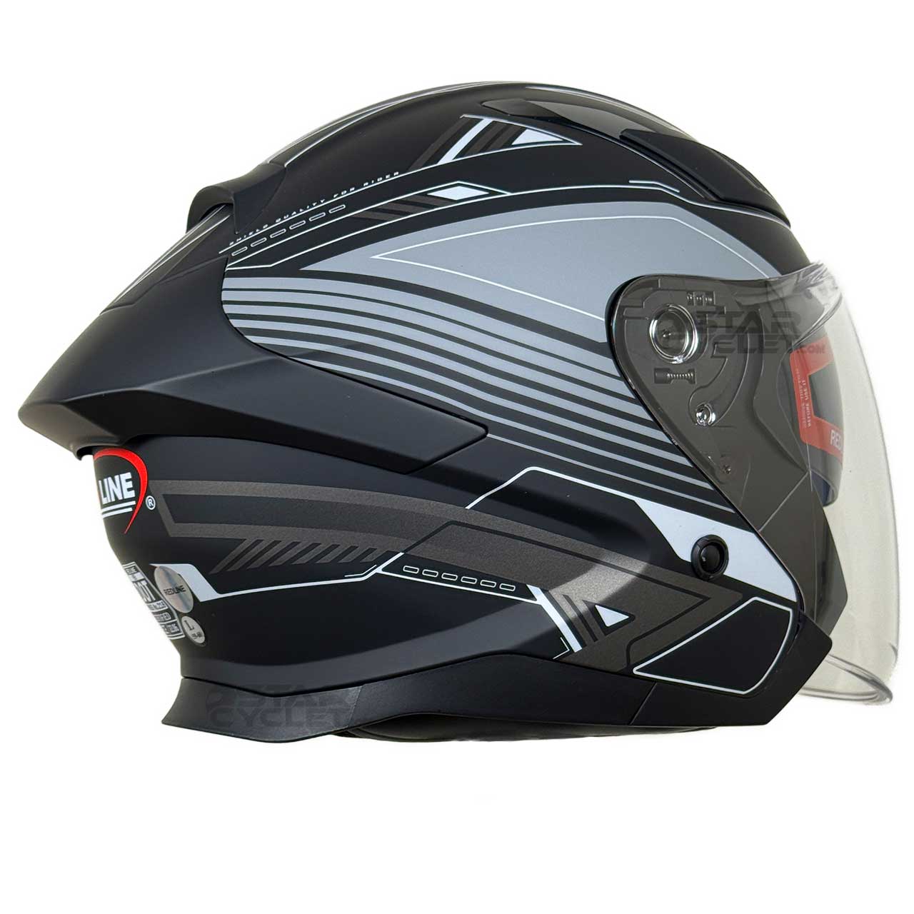 وزن کلاه کاسکت بدون فک REDLINE مدل MATT-BLACK-Grey-prelude 965-6