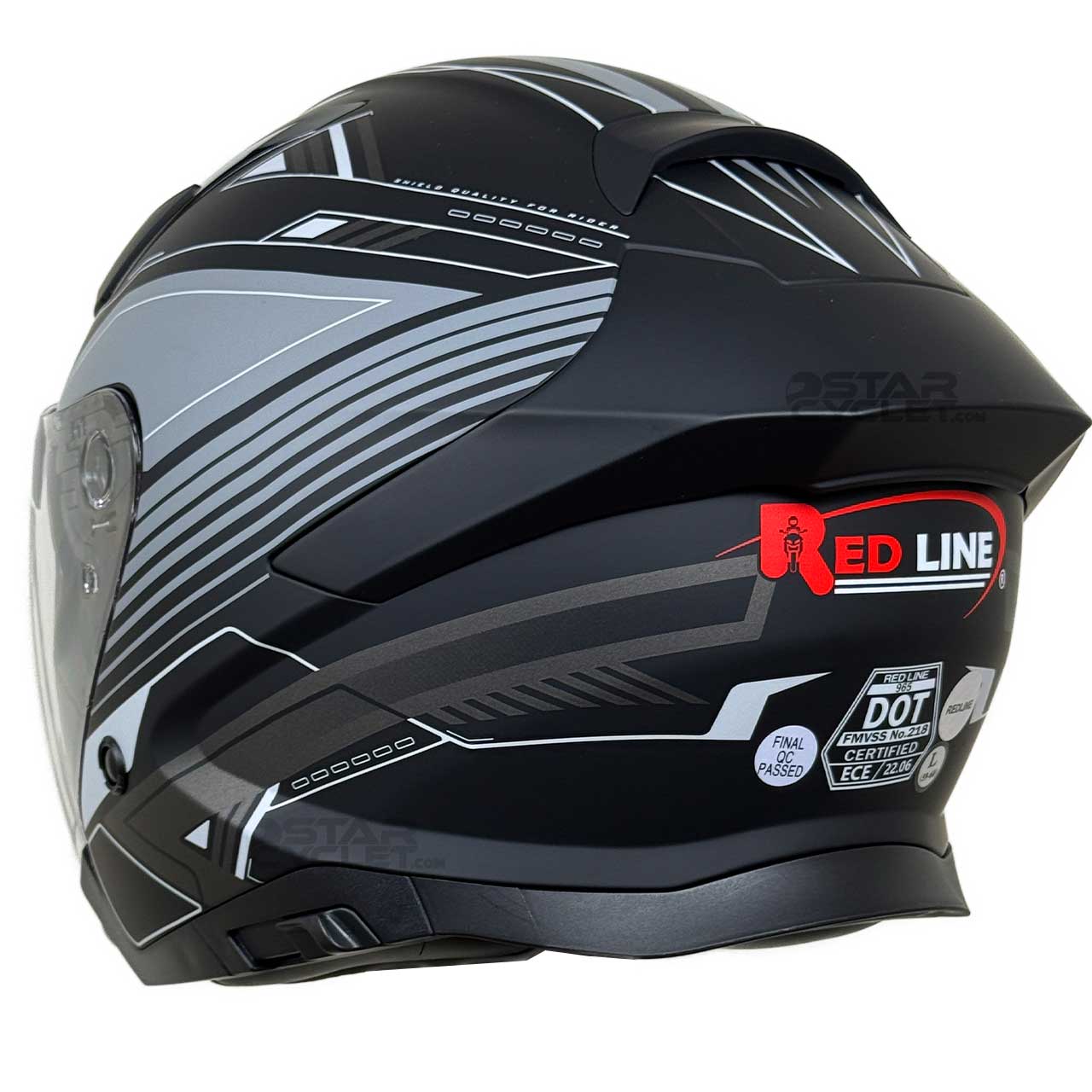 رنگ کلاه کاسکت بدون فک REDLINE مدل MATT-BLACK-Grey-prelude 965-6