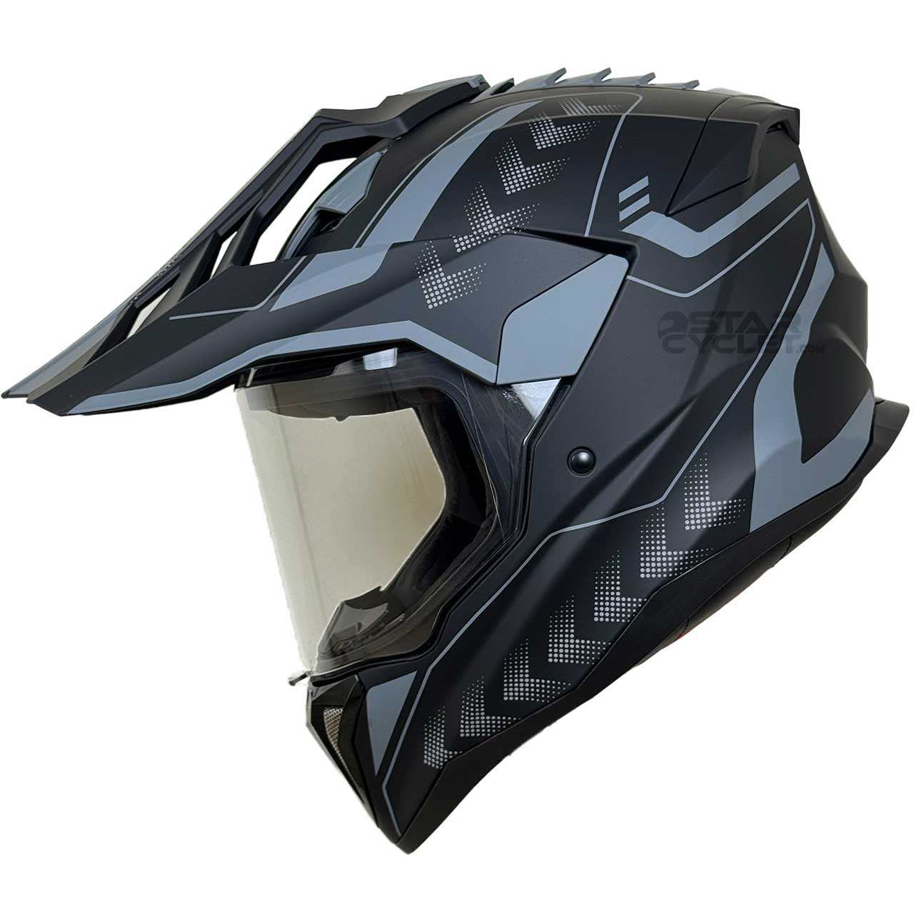 بررسی کلاه کاسکت ادونچر REDLINE مدل MATT-BLACK-Grey-Arrow 760-3