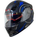 خرید کلاه کاسکت فک متحرک REDLINE مدل MATT-BLACK-Blue-Time 939-18