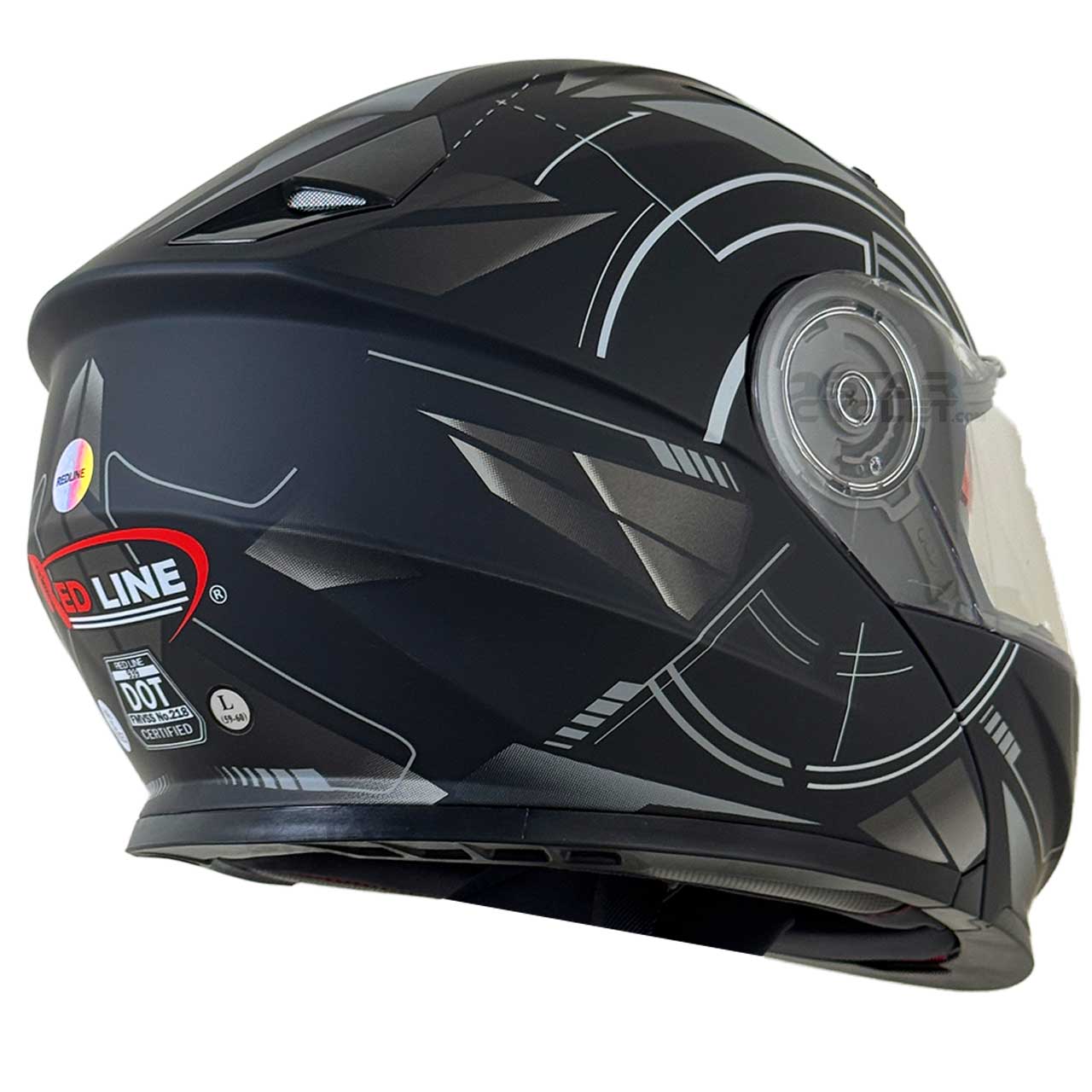 عکس کلاه کاسکت فک متحرک REDLINE مدل MATT-BLACK-Grey-Time 939-21