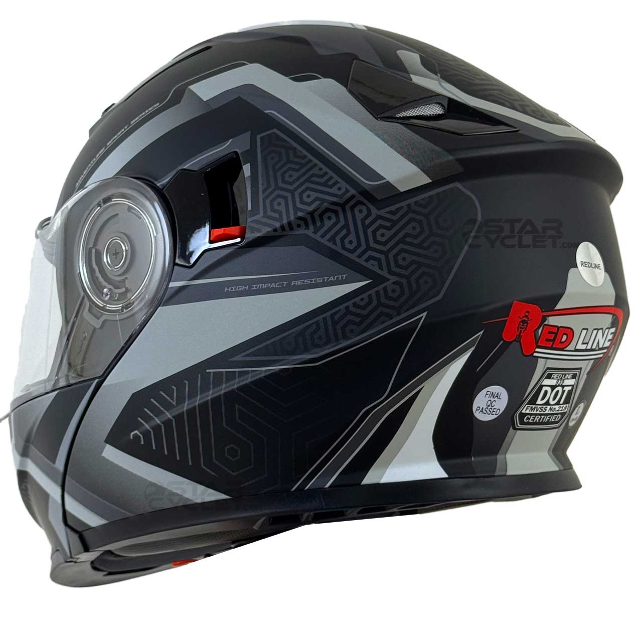 رنگ کلاه کاسکت فک متحرک REDLINE مدل MATT-BLACK-Grey-Lose 939-24
