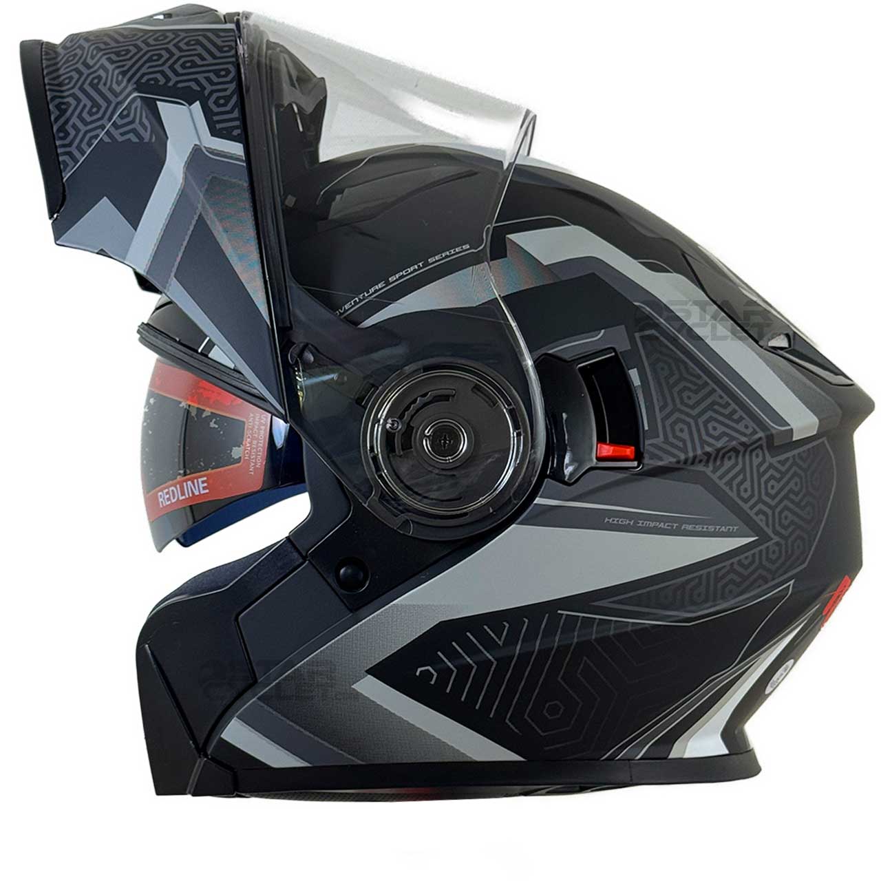 کیفیت کلاه کاسکت فک متحرک REDLINE مدل MATT-BLACK-Grey-Lose 939-24
