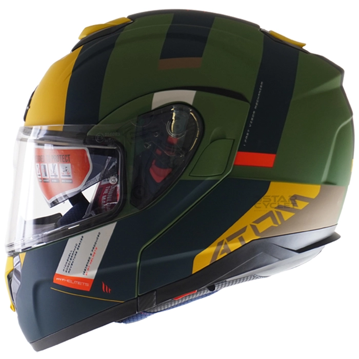 کلاه کاسکت فک متحرک MT مدل ATOM-SV-GOREX-GREEN-MATT