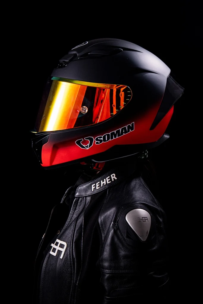 کلاه کاسکت فک ثابت SOMAN مدل 973 TWO-TONE-BLACK-RED