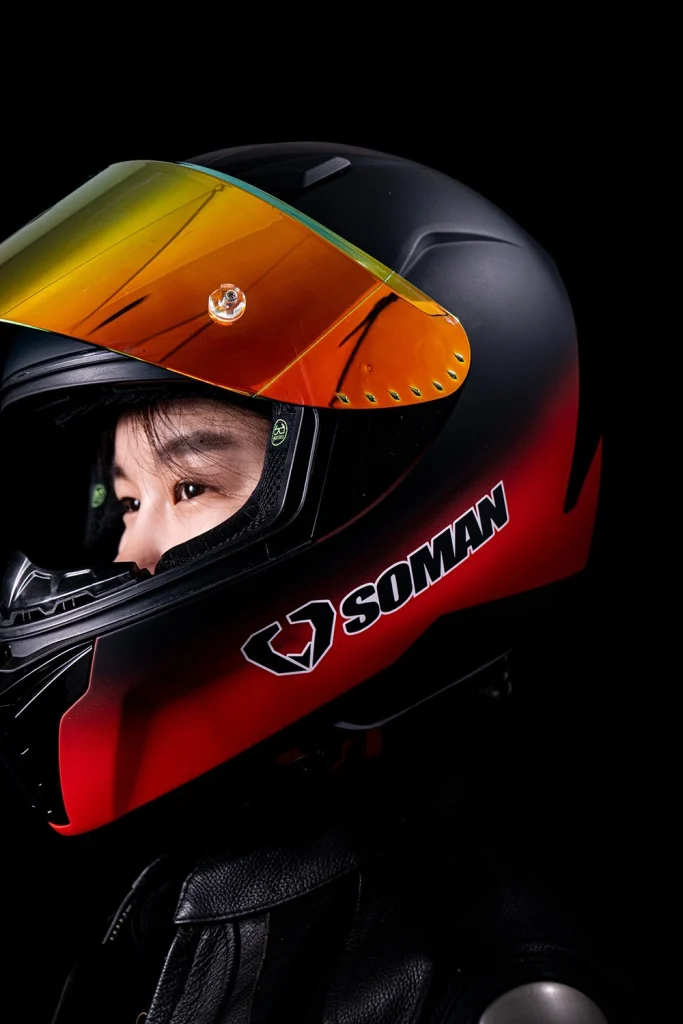 کلاه کاسکت فک ثابت SOMAN مدل 973 TWO-TONE-BLACK-RED