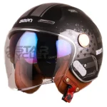 کلاه کاسکت بدون فک BEON مدل 122 MATT BLACK SILVER