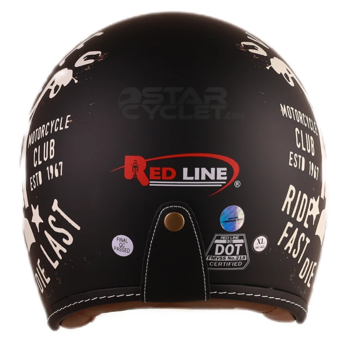 کلاه کاسکت وسپایی ردلاین مدل 16-936 MATT BLACK MOTOR پشت