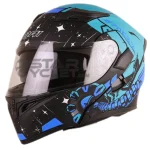 کلاه کاسکت فک متحرک DA1 مدل 101 Matt Gray grafic blue سایز L-XL کد 12829