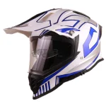 کلاه کاسکت ادونچری IBK مدل GLOSSY WHITE BLUE