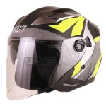 کلاه کاسکت بدون فک IBK مدل K708 MATT BLACK GRAY YELLOW