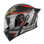 کلاه کاسکت فک متحرک SOMAN مدل 955 TRACK-BLACK-RED