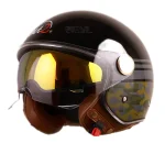 کلاه کاسکت وسپایی عینکدار MA2 مدل Black - Gray - Shiny