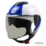 کلاه کاسکت بدون فک FLASH مدل 852 GLOSSY WHITE BLUE 46#B