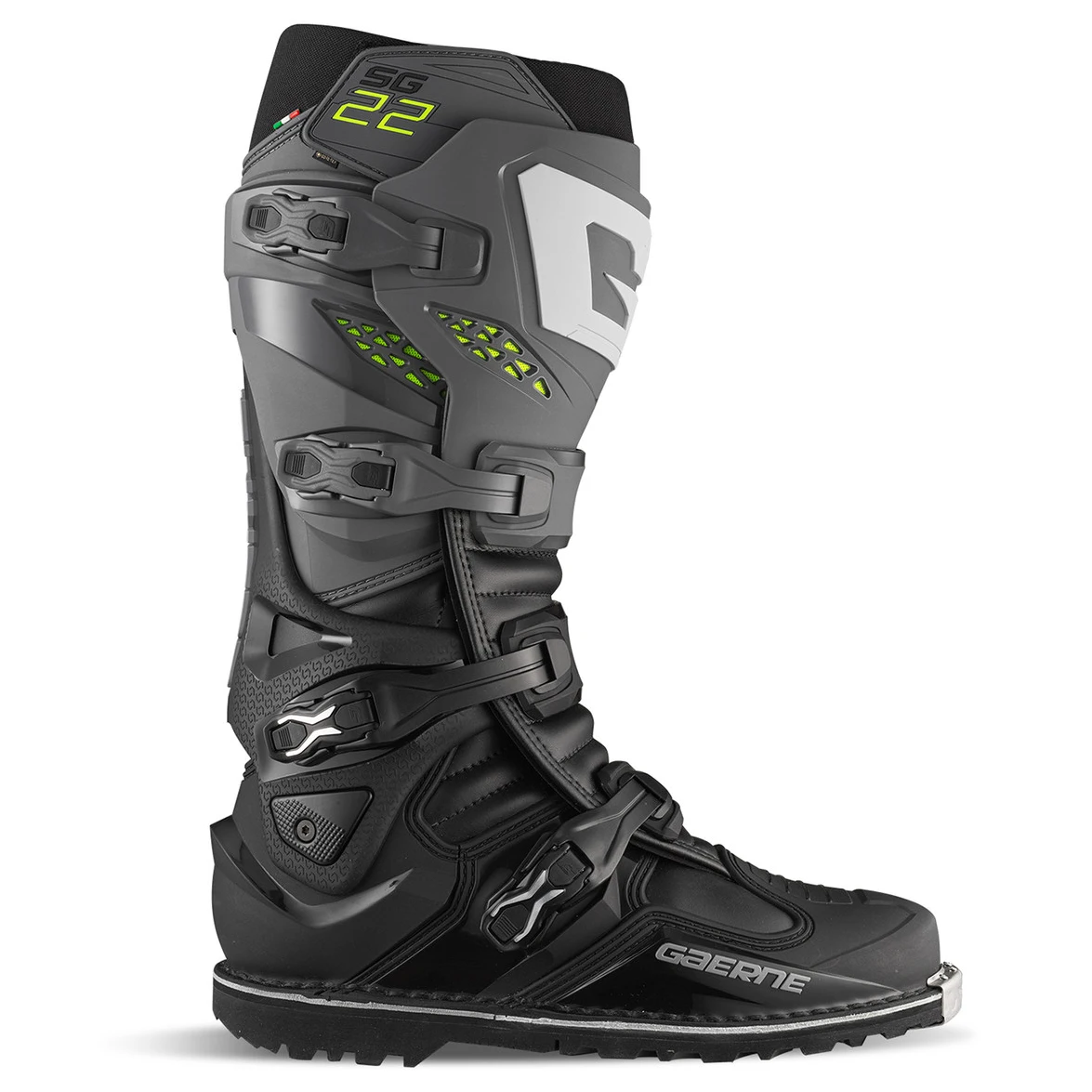 بوت کراسی موتورسواری GAERNE مدل SG22 GORETEX B از بقلLACK GRAY