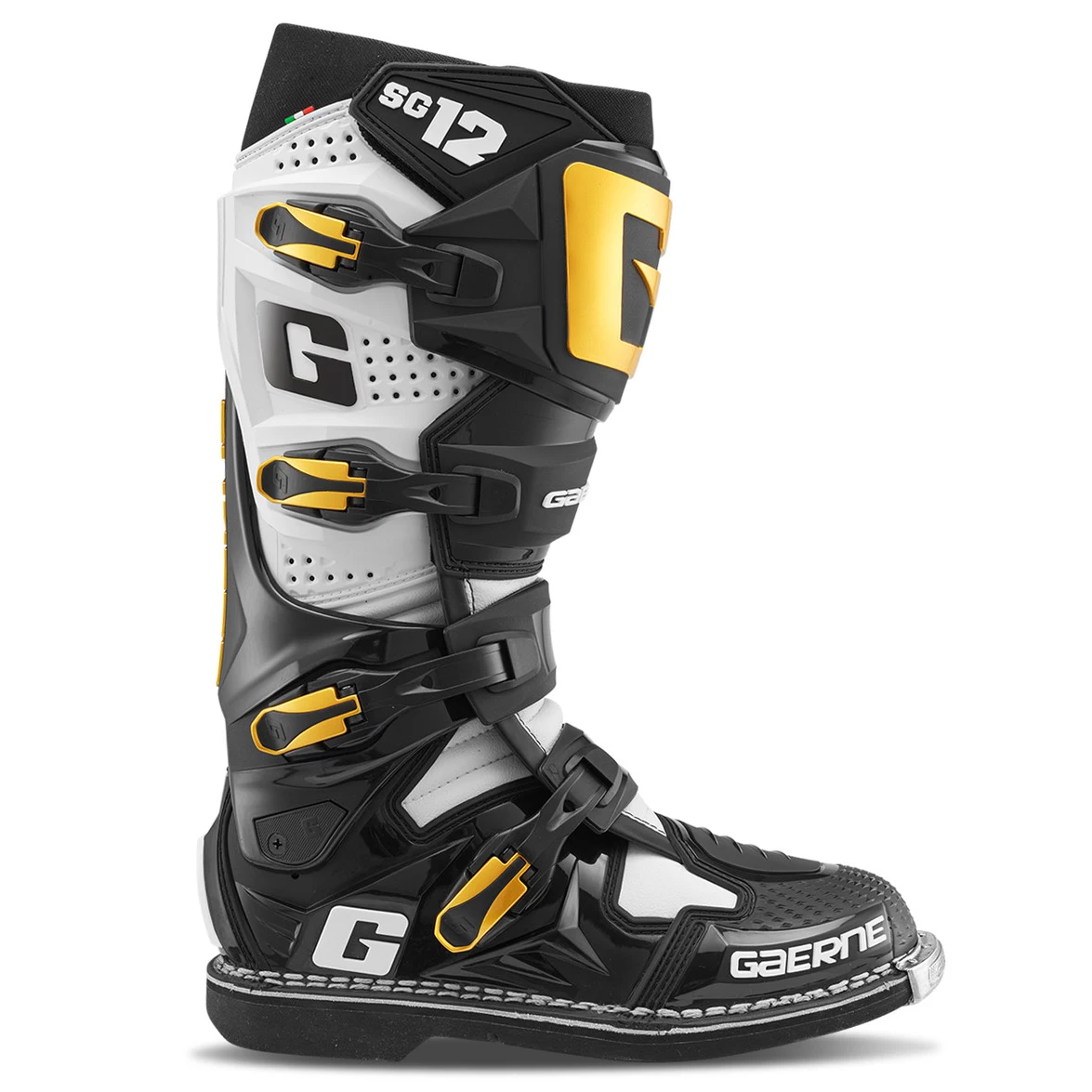 خرید بوت کراسی موتورسواری GAERNE مدل SG12 BLACK WHITE GOLD