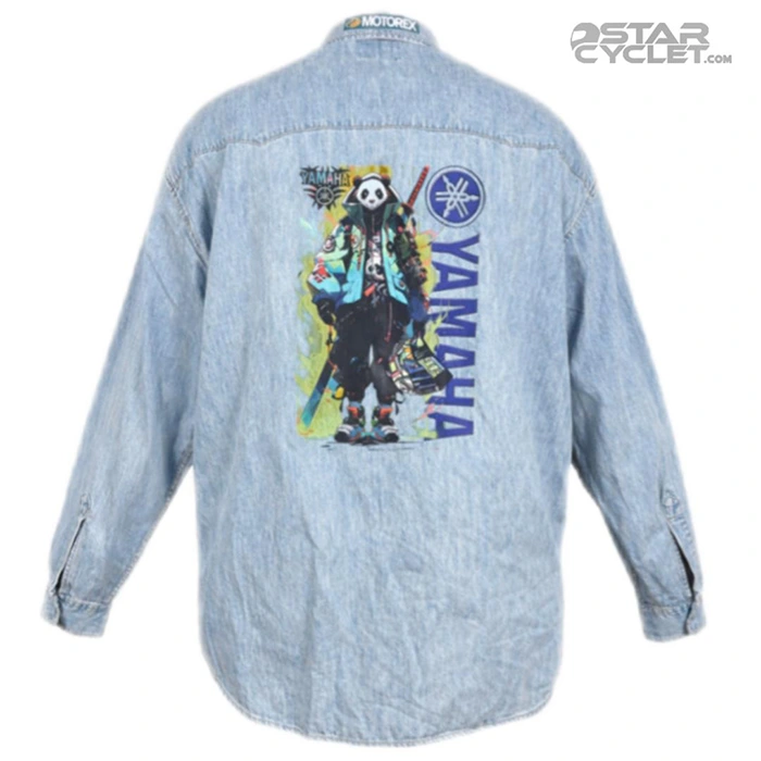 خرید پیراهن جین موتورسواری H&M مدل BLUE YAMAHA