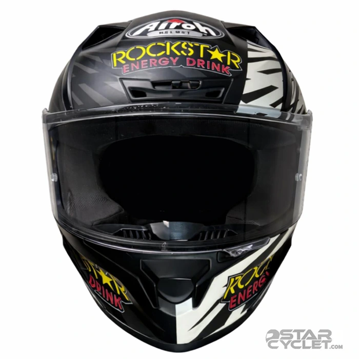 قیمت کلاه کاسکت فک ثابت AIROH مدل VALOR MATT BLACK WHITE ROCKSTAR