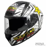 کلاه کاسکت فک ثابت AIROH مدل VALOR MATT BLACK WHITE ROCKSTAR