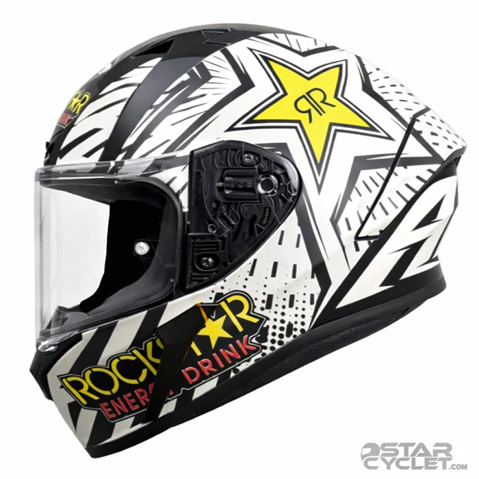خرید کلاه کاسکت فک ثابت AIROH مدل VALOR MATT BLACK WHITE ROCKSTAR