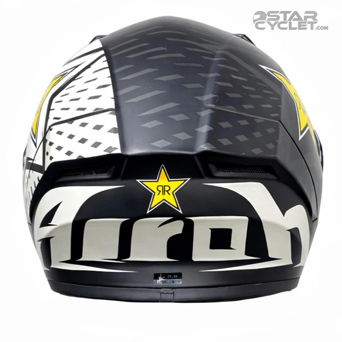 عکس کلاه کاسکت فک ثابت AIROH مدل VALOR MATT BLACK WHITE ROCKSTAR