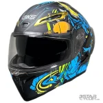 کلاه کاسکت فک متحرک Qike مدل MP01 BLUE THUNDER GOD