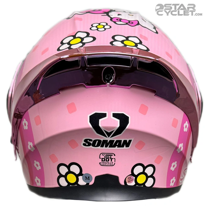 خرید کلاه کاسکت فک متحرک دخترانه SOMAN مدل SM955-S PINK CUTE CATS PRO از نمایندگی