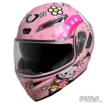 کلاه کاسکت فک متحرک دخترانه SOMAN مدل SM955-S PINK CUTE CATS PRO