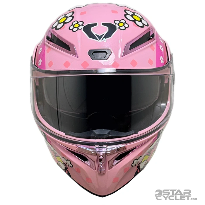 عکس کلاه کاسکت فک متحرک دخترانه SOMAN مدل SM955-S PINK CUTE CATS PRO