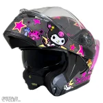 خرید کلاه کاسکت فک متحرک دخترانه SOMAN مدل SM955-S NAUGHTY BLACK PINK