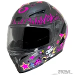 کلاه کاسکت فک متحرک دخترانه SOMAN مدل SM955-S NAUGHTY BLACK PINK