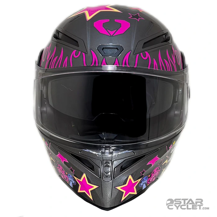 عکس کلاه کاسکت فک متحرک دخترانه SOMAN مدل SM955-S NAUGHTY BLACK PINK