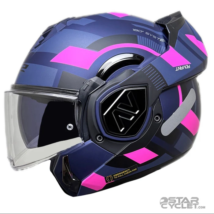 عکس کلاه کاسکت فول متحرک LS2 مدل ADVANT 906 MATT BLUE FLUO PINK