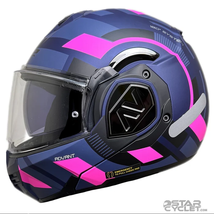 قیمت کلاه کاسکت فول متحرک LS2 مدل ADVANT 906 MATT BLUE FLUO PINK