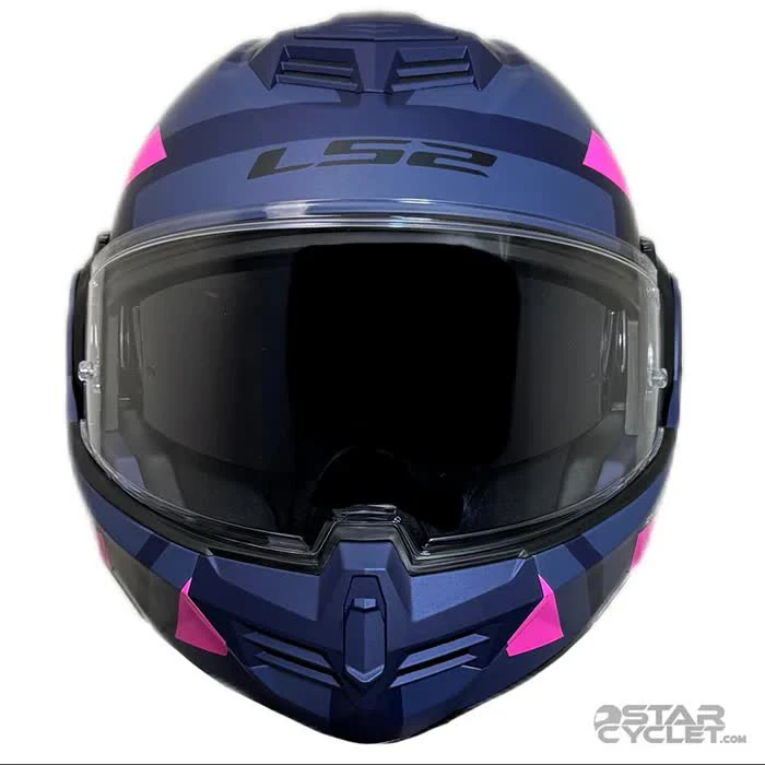 رخ کلاه کاسکت فول متحرک LS2 مدل ADVANT 906 MATT BLUE FLUO PINK