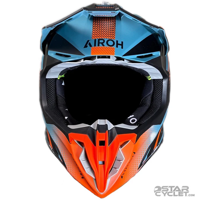 عکس کلاه کاسکت کراسی AIROH مدل TWIST3 BLUE ORANGE BLACK MATT