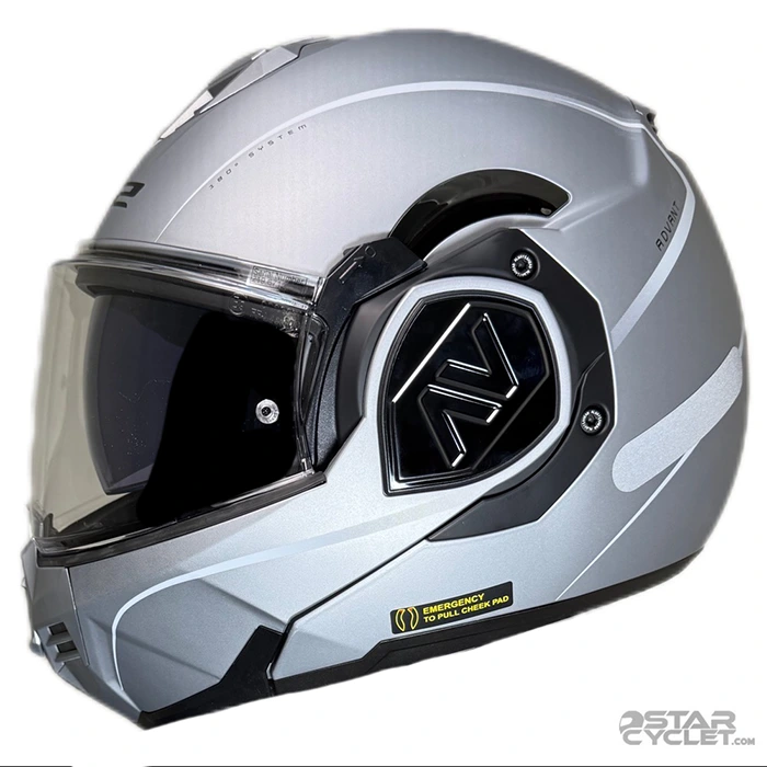 عکس کلاه کاسکت فول متحرک LS2 مدل ADVANT 906-7 GRAY LINE WHITE