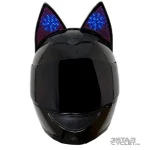 خرید کلاه کاسکت گربه‌ای اسپیکردار و چراغدار HNJ مدل F939 PLUS BLACK