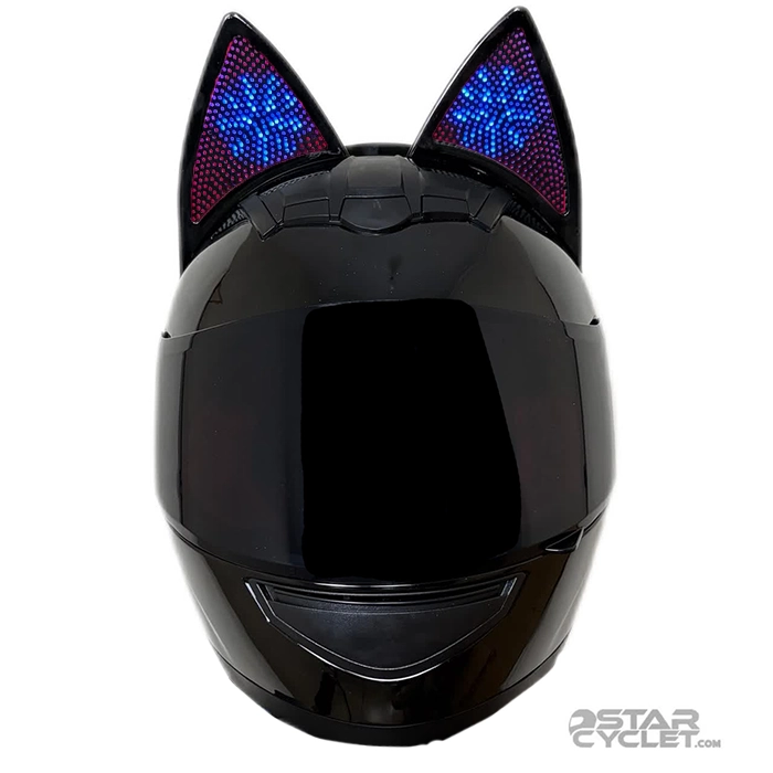 خرید کلاه کاسکت گربه‌ای اسپیکردار و چراغدار HNJ مدل F939 PLUS BLACK