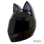 کلاه کاسکت گربه‌ای اسپیکردار و چراغدار HNJ مدل F939 PLUS BLACK