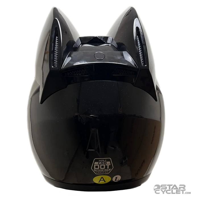 عکس کلاه کاسکت گربه‌ای اسپیکردار و چراغدار HNJ مدل F939 PLUS BLACK