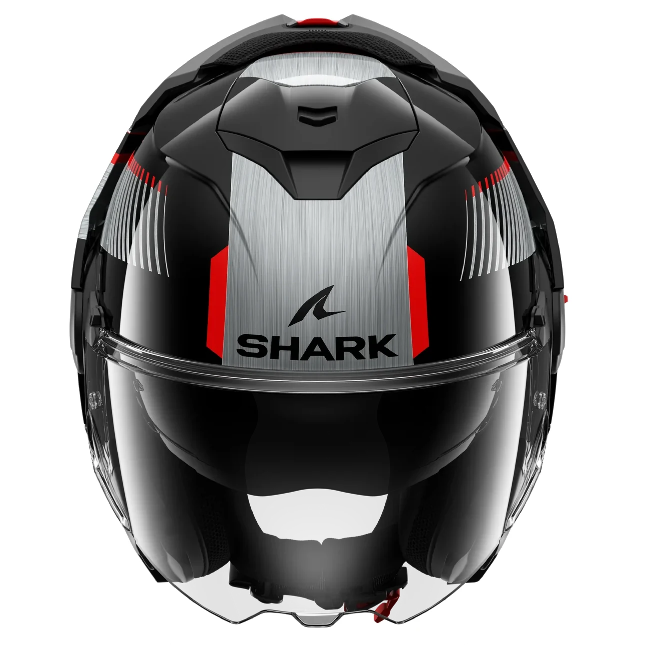 عکس رو به رو کلاه کاسکت فول‌‌ متحرک SHARK مدل OXO SIKTER BLACK CHROME SILVER